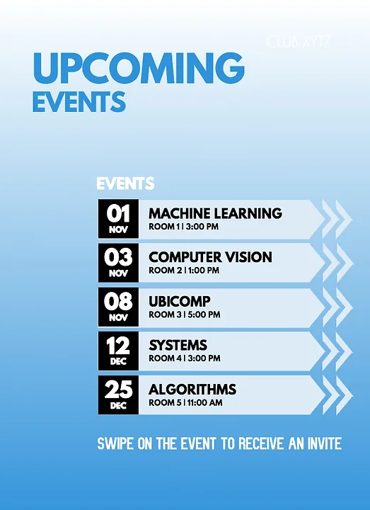 A paper poster that works as a touch interface: swipe an event to get its details on your phone.