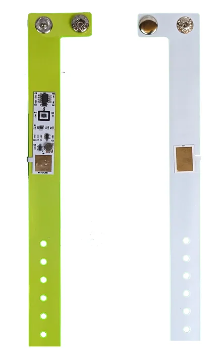 A breath-alcohol sensor on a wristband worn next to the watch.